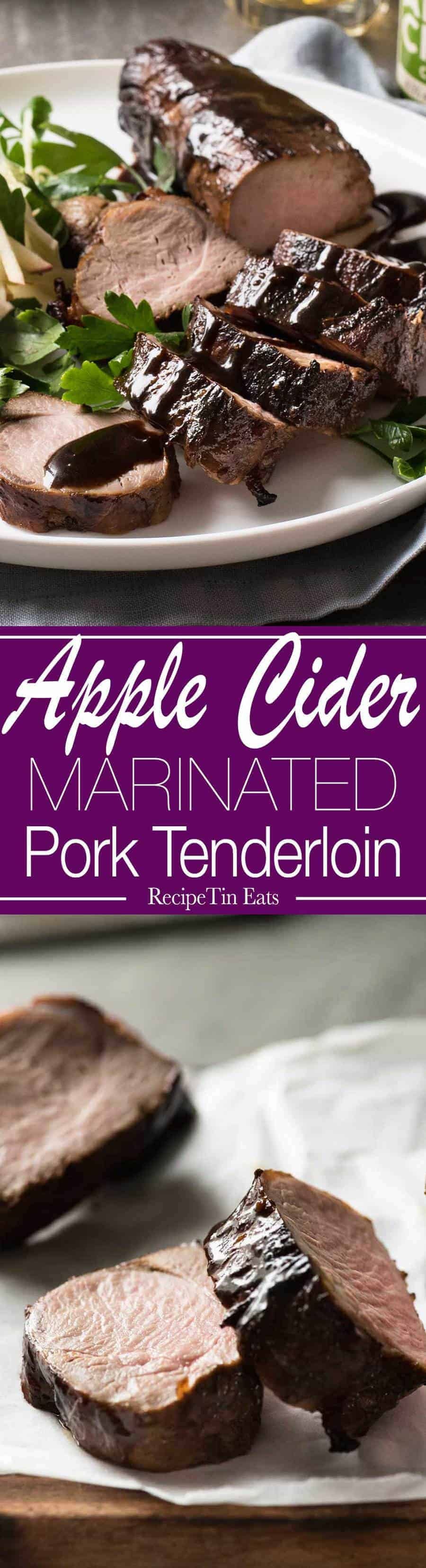 Apple Cider Marinated Pork Tenderloin | This is amazing! The apple cider really tenderises the pork!! LOVE the glaze